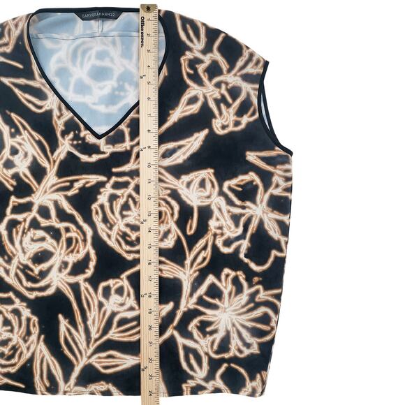 Gary Graham 422 Cocoon Top Short Sleeves Blouse Scoop Neck Black Floral Small - Picture 6 of 9